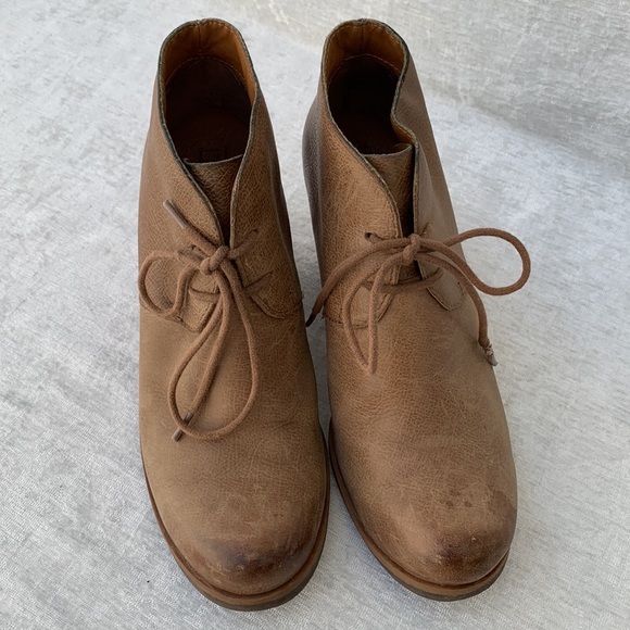 Korks by Kork-Ease PebbledBrown Leather Lace Up Block Heel Booties - Picture 2 of 13